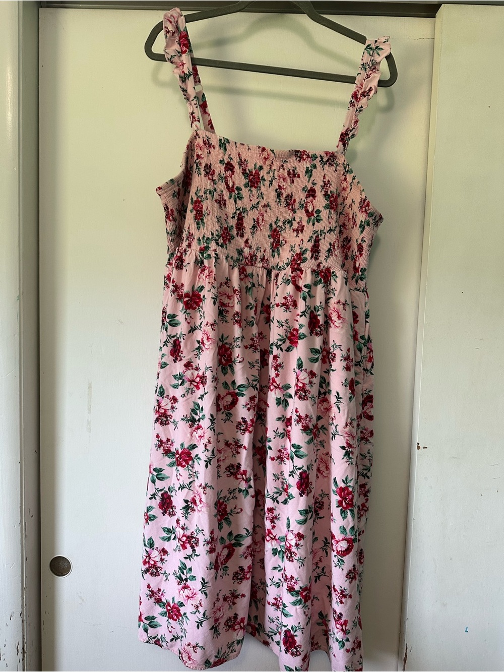 Pink Floral Smocked Sundress